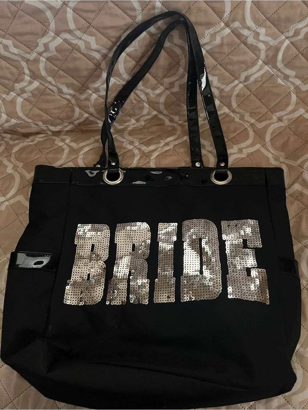 BRIDE Sequin Tote Bag - Black